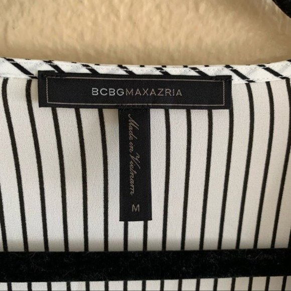 BCBG Max Azria Striped Faux Wrap Optic White Med - Picture 6 of 8
